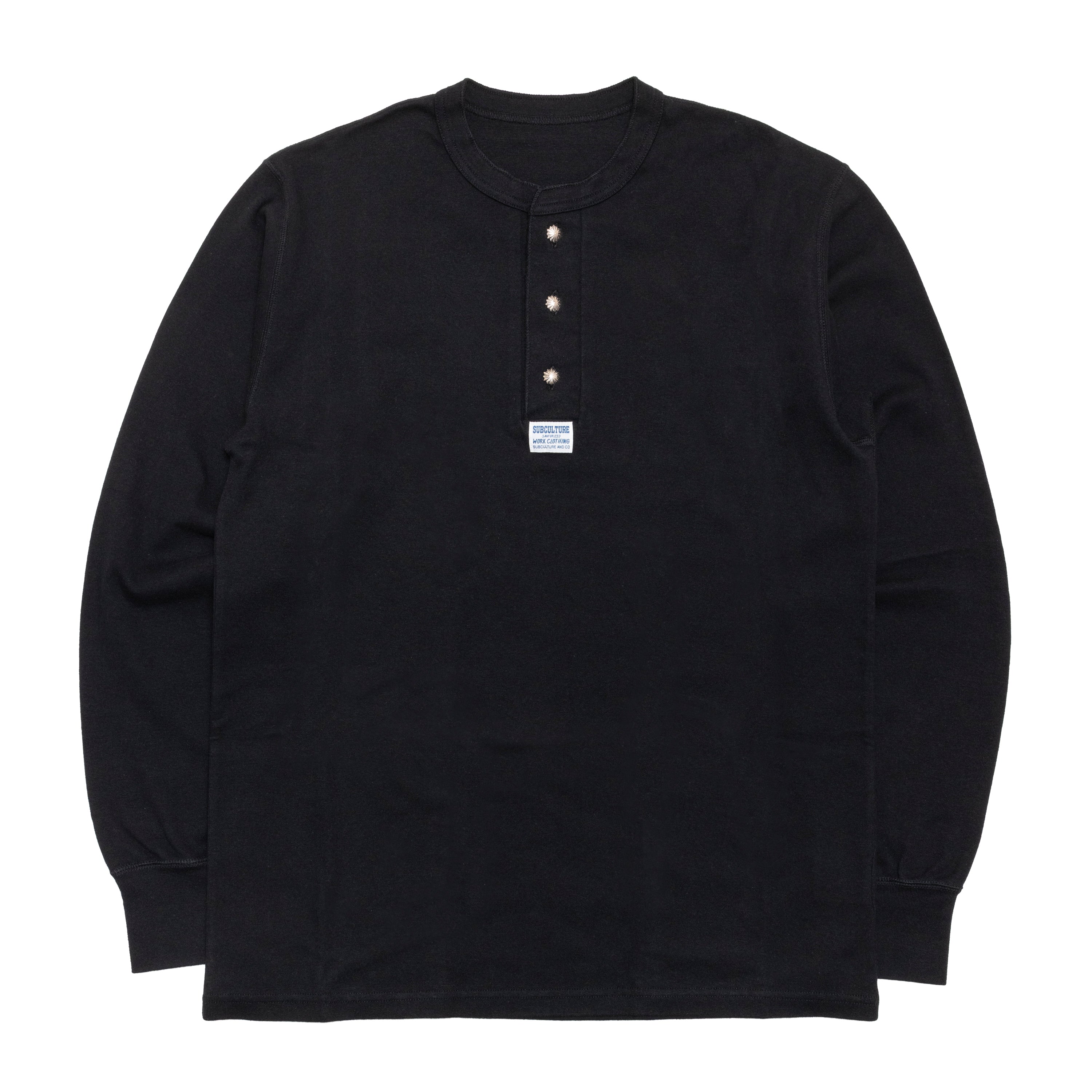 サブカルチャーsc HENLEYNECK SV925）/ BLACK HENLEYNECK LONG SLEEVE T-SHIRT （CONCHO SV925） / BLACK – SC WEB STORE