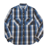 SUN-FADED YARN-DYED FLANNEL SHIRT / BLUE WHITE CHECK