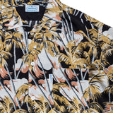 VINTAGE STYLE ALOHA SHIRT – ISLAND SUNSET PALM / BLACK