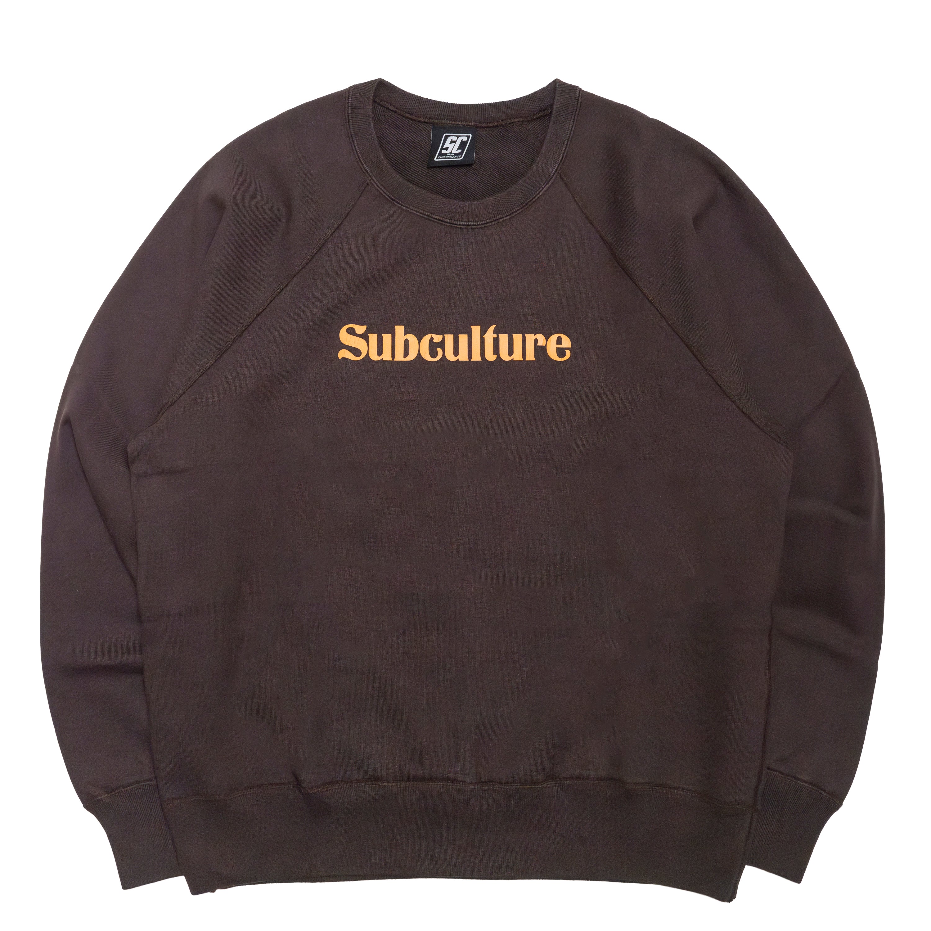 CREW NECK（SUBCULTURE CRACK PRINT）/ BROWN – SC WEB STORE