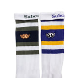 SC 2PACK SKATE SOX / YELLOW×PURPLE OLIVE×NAVY