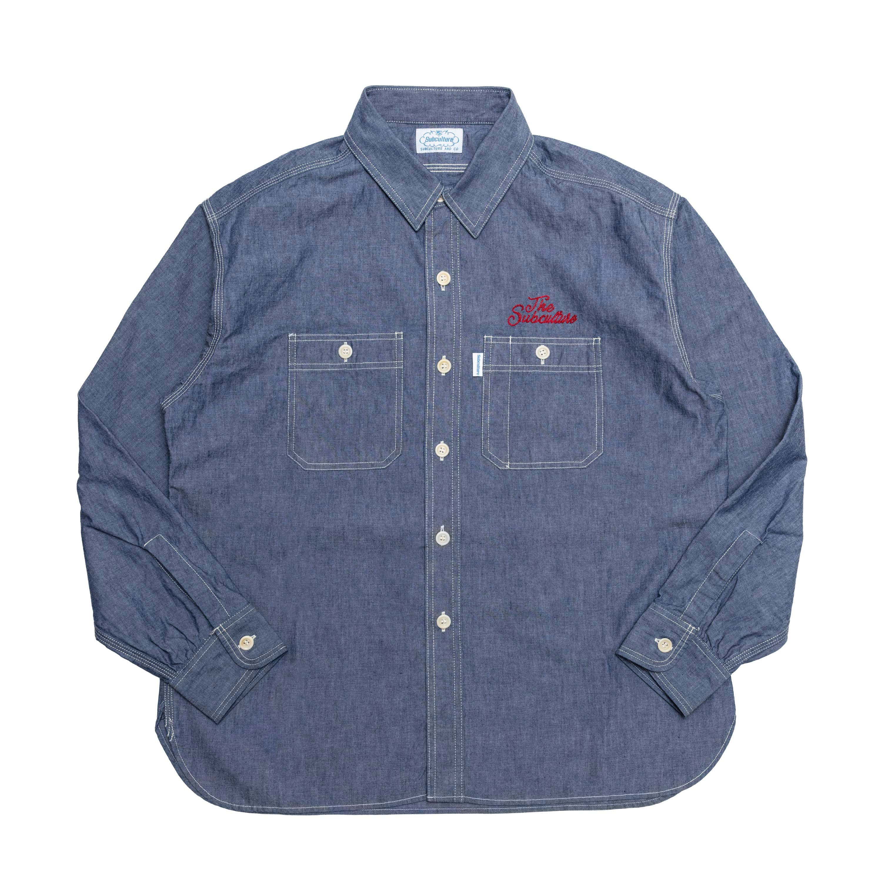 CHAMBRAY SHIRT / INDIGO×RED刺繍 – SC WEB STORE