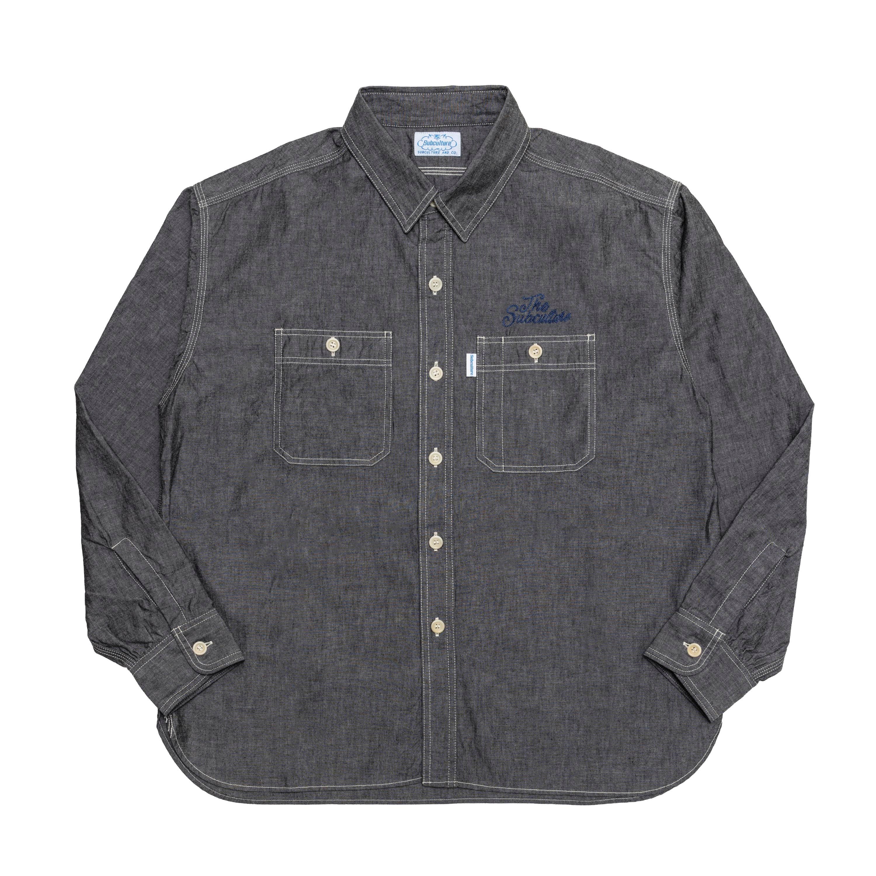 CHAMBRAY SHIRT / BLACK×BLUE刺繍 IMG_9551.jpg?v=1775529587