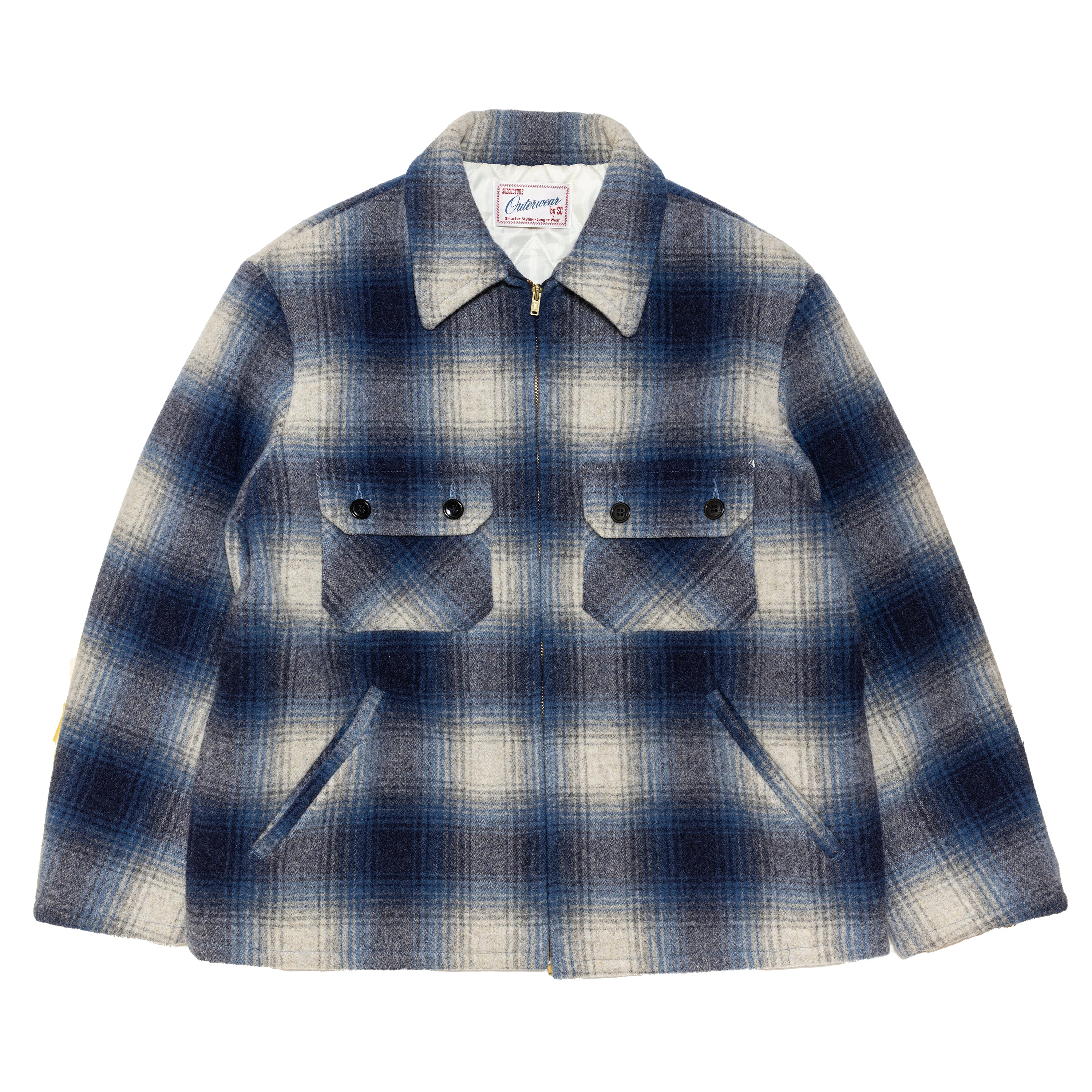 OMBRE CHECK WOOLJACKET / BLUE – SC WEB STORE