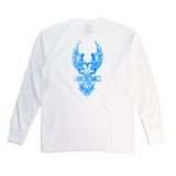 GENUINE LEATHER LONGSLEEVE T-SHIRT/WHITE-TURQUOISE