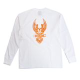 GENUINE LEATHER LONGSLEEVE T-SHIRT/WHITE-ORANGE