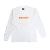 GENUINE LEATHER LONGSLEEVE T-SHIRT/WHITE-ORANGE