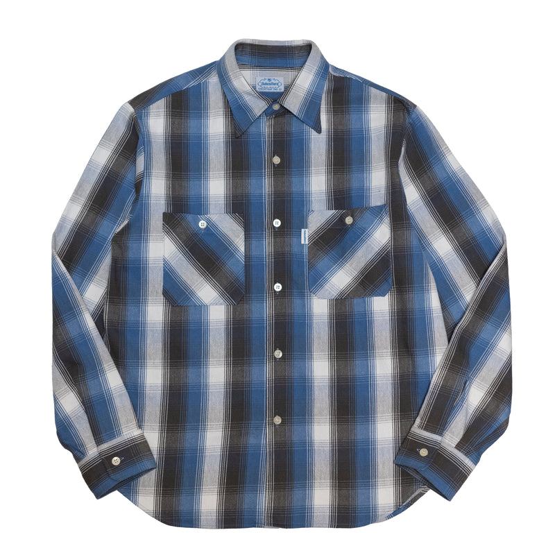 SUN－FADED YARN-DYED FLANNEL SHIRT / BLUE WHITE CHECK