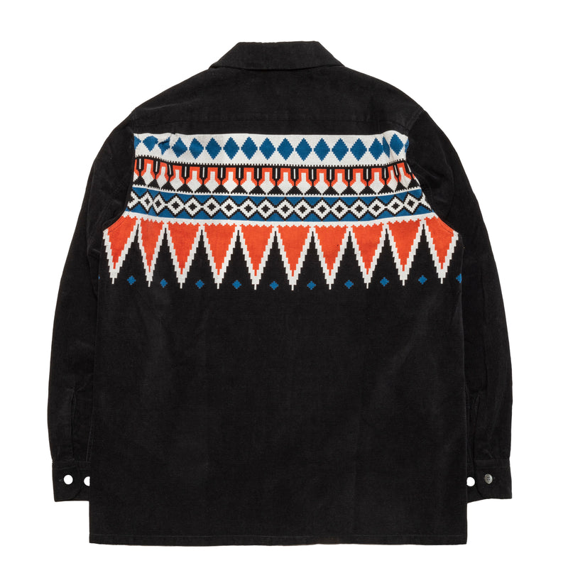 PRINT CORDUROY SHIRT（CONCHO SV925） / BLACK