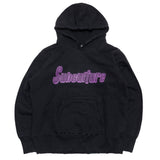 CHECKER LOGO DAMAGED HOODIE / BLACK