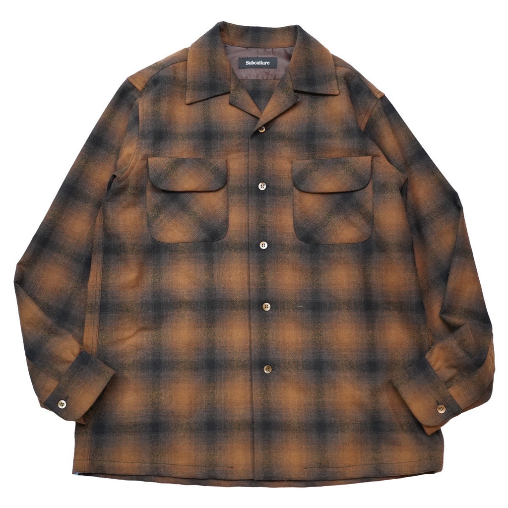 SUBCULTURE WOOL CHECK SHIRT BROWN SC - スウェット