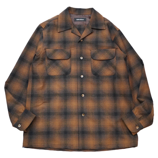 SUBCULTURE WOOL CHECK SHIRT BROWNthelette - トップス