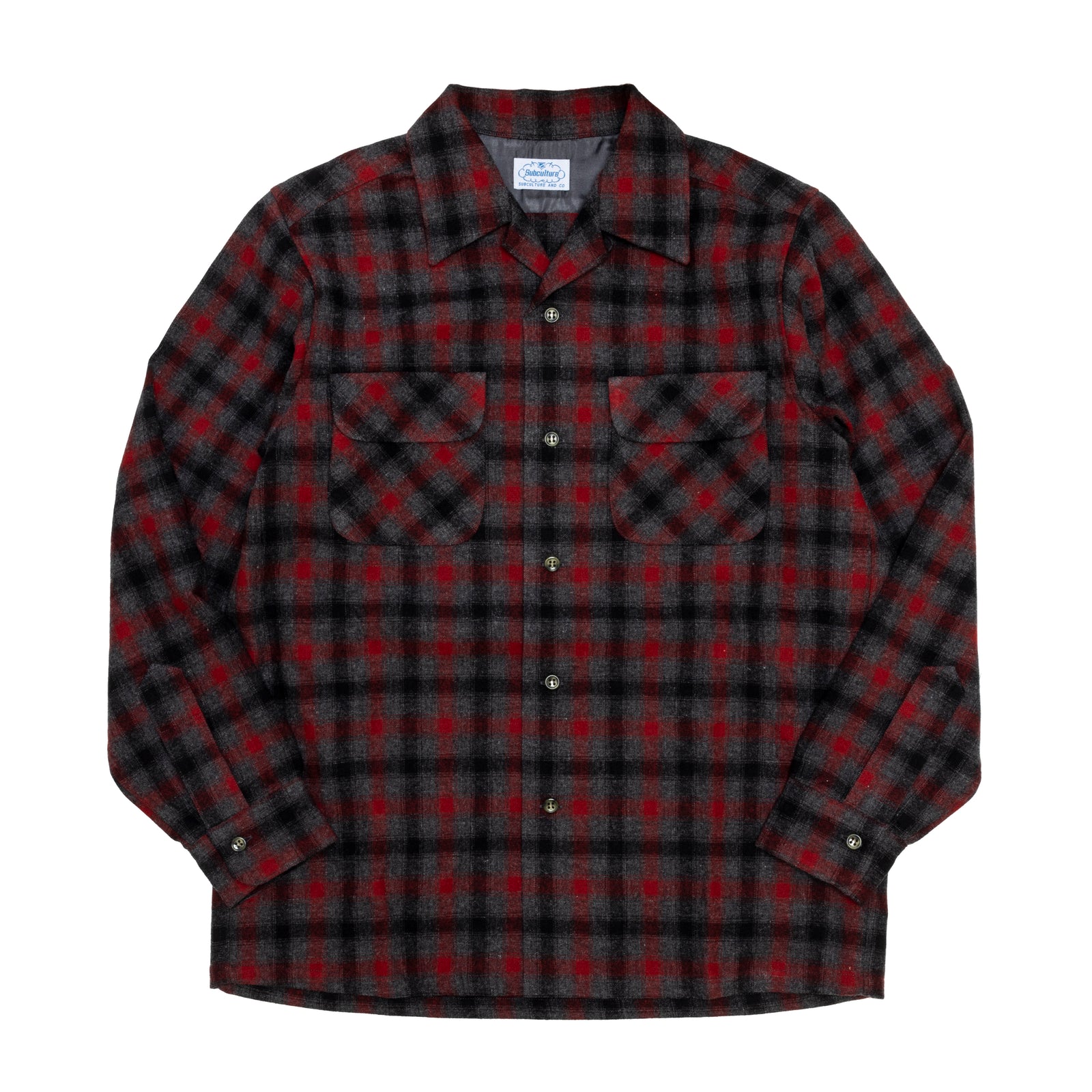 WOOL CHECK SHIRT / TOPGRAY×RED