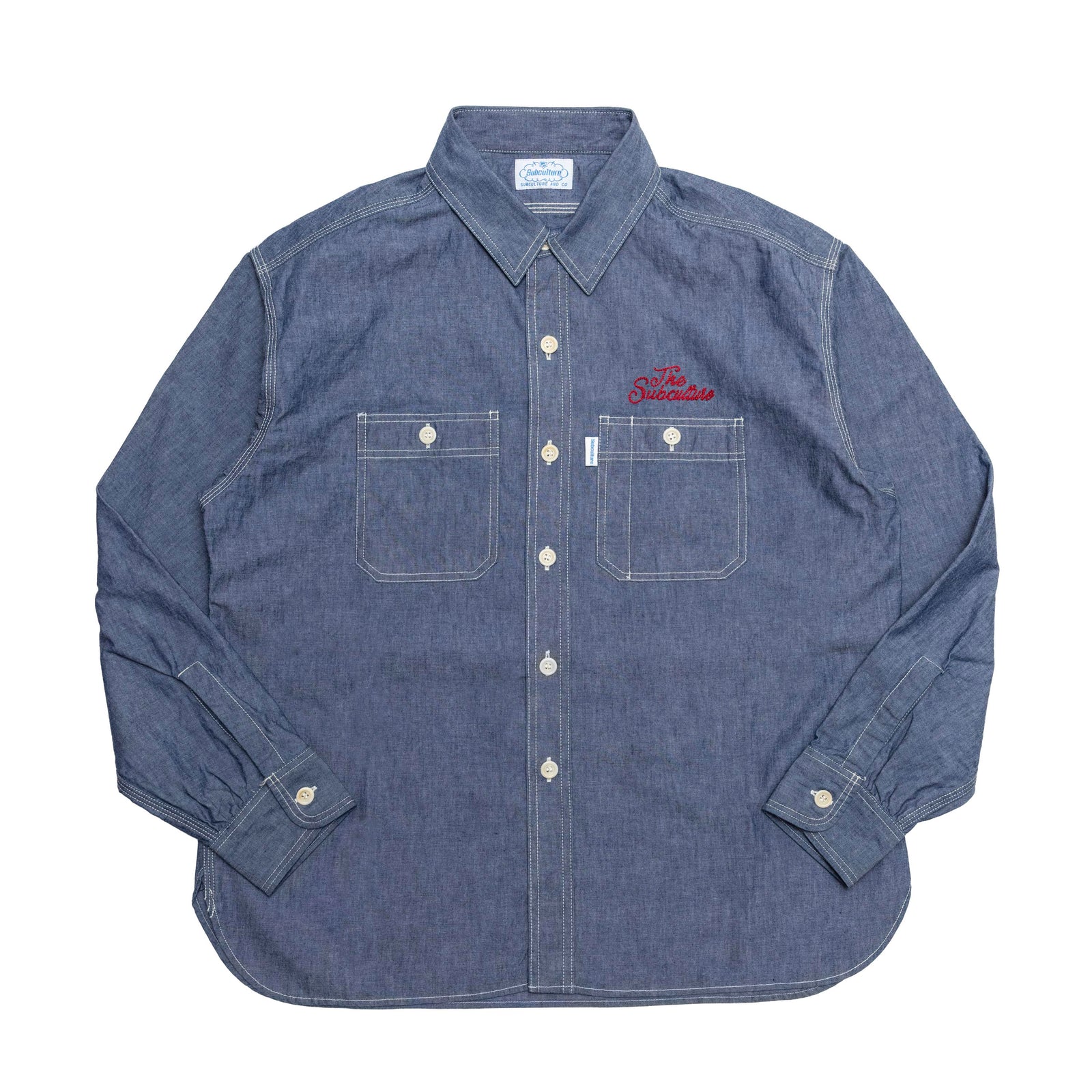 CHAMBRAY SHIRT / INDIGO×RED刺繍 – SC WEB STORE