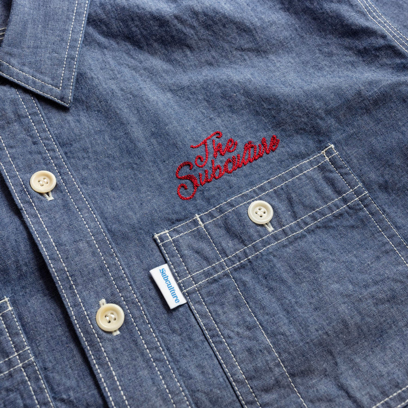 CHAMBRAY SHIRT / INDIGO×RED刺繍 – SC WEB STORE
