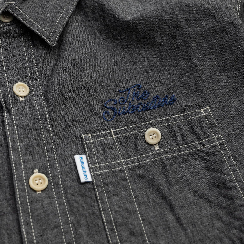 CHAMBRAY SHIRT / BLACK×BLUE刺繍 – SC WEB STORE