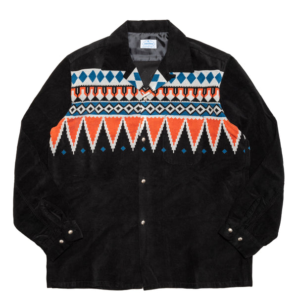 PRINT CORDUROY SHIRT（CONCHO SV925） / BLACK