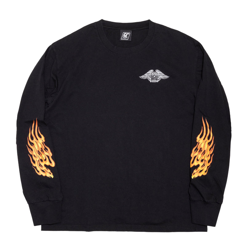 FIRE PATTERN LONGSLEEVE T-SHIRT / BLACK