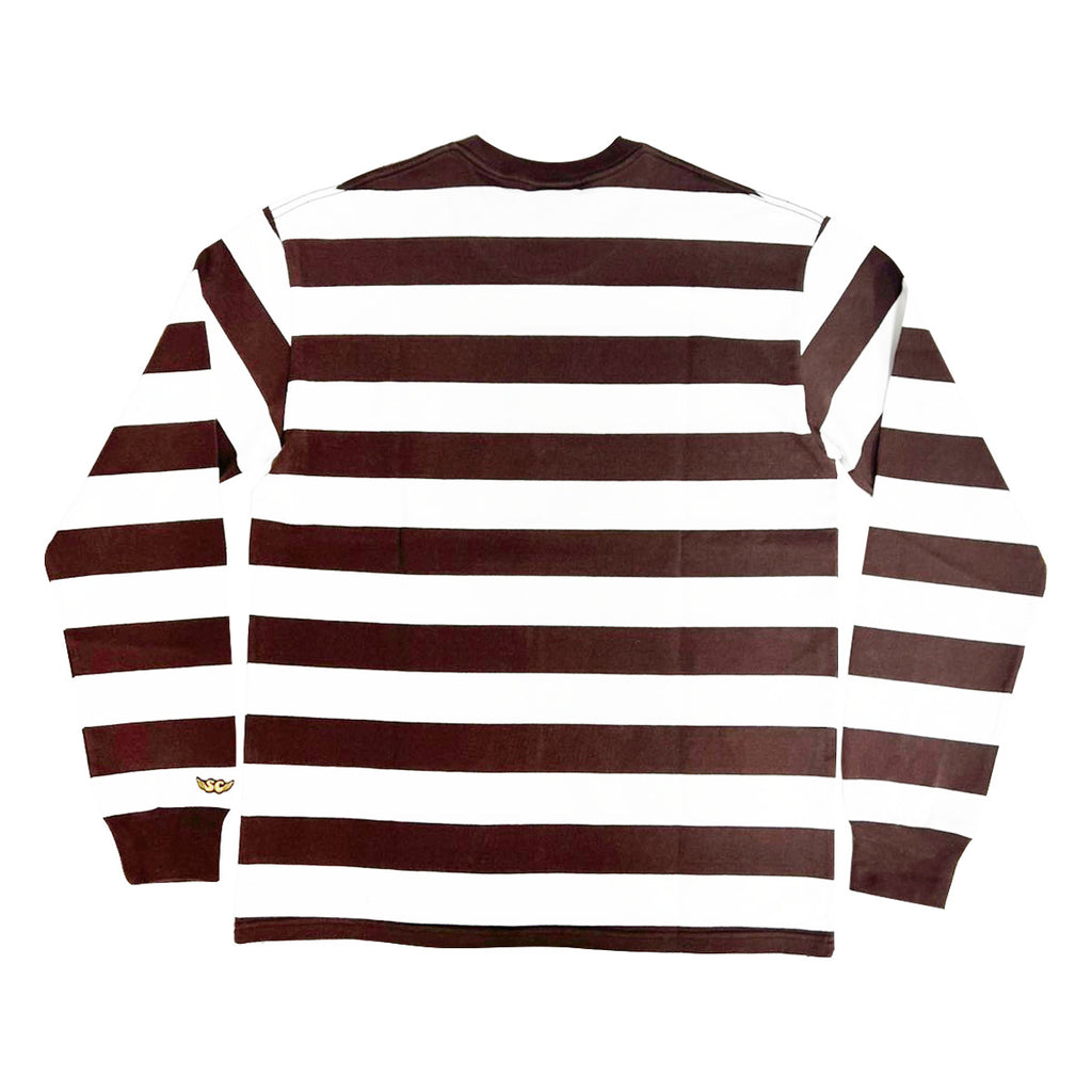 BORDER LONGSLEEVE T-SHIRT / BROWN ×WHITE