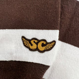 BORDER LONGSLEEVE T-SHIRT / BROWN ×WHITE